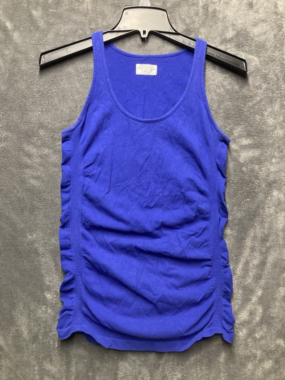 Athleta Woman’s Seamless Side Ruched Tank Top Cobalt Royal Blue Organic Cotton S